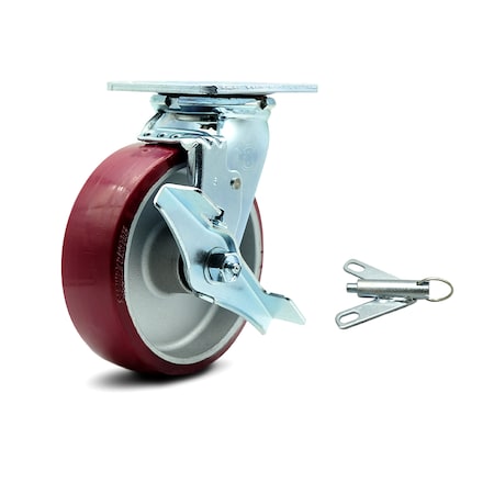 Service Caster 6 Inch Poly on Aluminum Caster with Ball Bearing and Brake/Swivel Lock SCC SCC-30CS620-PAB-TLB-BSL